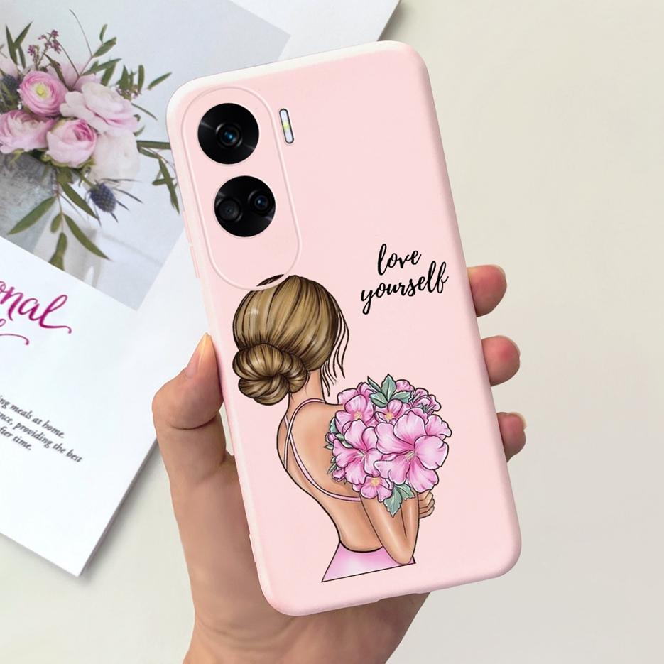 

For Honor 90 Lite Case Luxury Cartoon Gilrs Sunflower Painted Cover Soft Silicone Phone Case For Honor 90 Pro Honor90 Lite Shell Honor 90