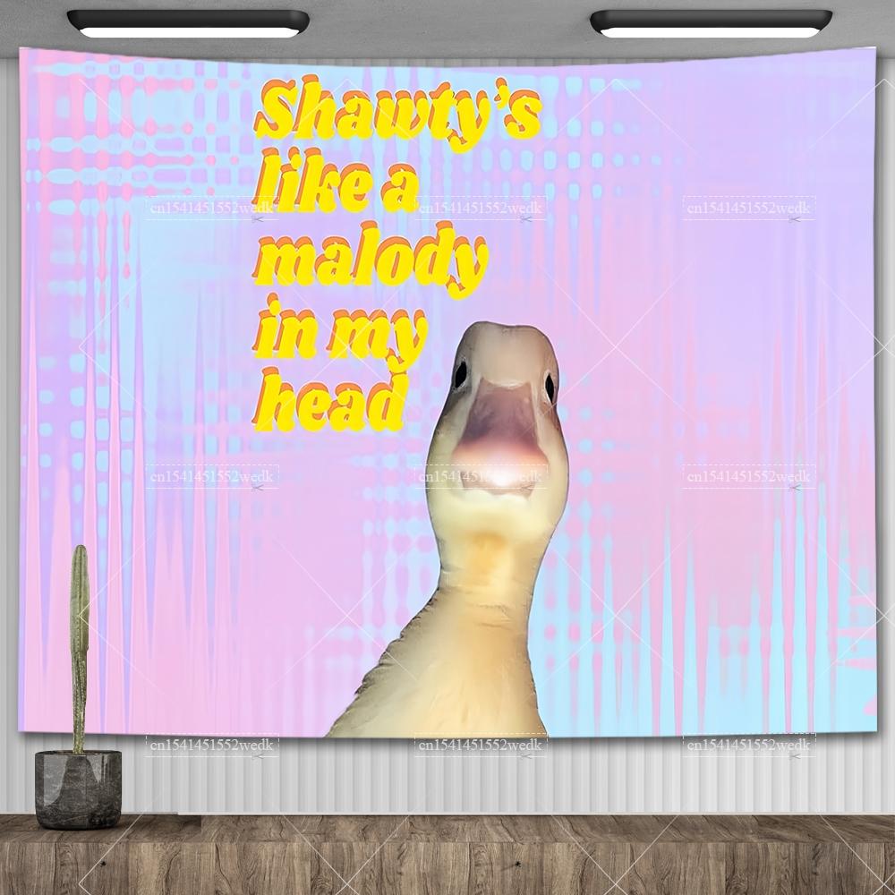 Welcome To My Crib Flag Duck Meme Tapestry For Bedroom Shawty Like A Melody Wall Hanging Tapestry Aesthetic Room Decor Wallpaers