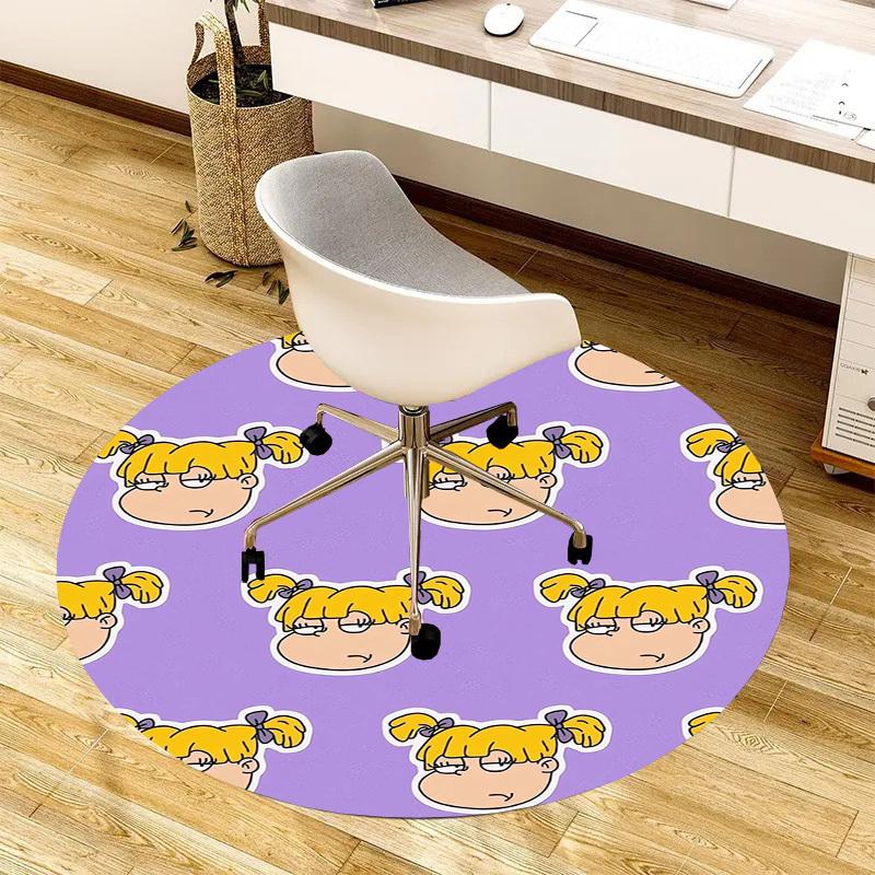 1pc Annoyed Sticker Pattern Round Carpet, Made of Polyester,Perfect for Decorating Office Chairs, Living Rooms,fplt129