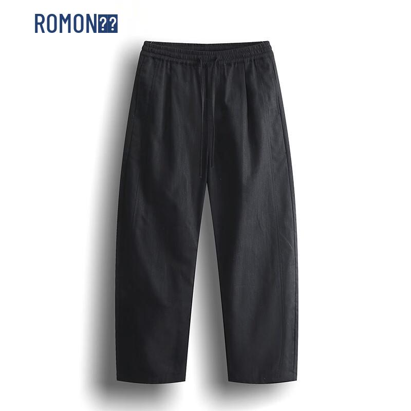 Romon Men's Chinese Style Cotton Linen Casual Pants