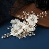 Europe and America Cross Border New Korean Bridal Wedding Headdress White Petals Handmade Pearl Crystal Hair Comb