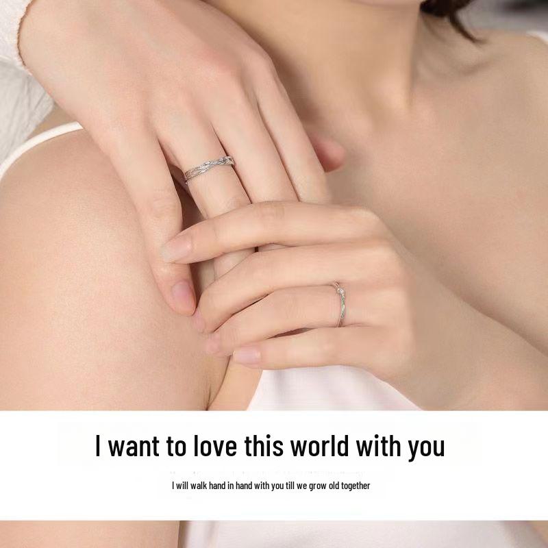 Lianlizhi 925 Sterling Silver Couple Rings - Niche Design, Perfect Birthday Gift for Women