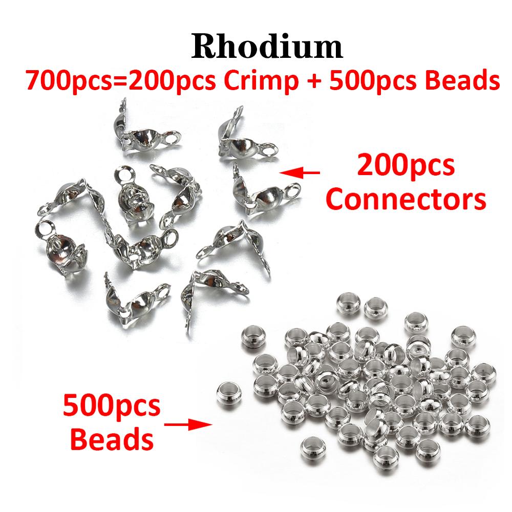 700pcs Crimp End Beads and Clasp Fastener Gold Cap Connector for Bracelet Necklace Chains DIY Jewelry Making Kit Set Wholesale
