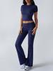 European & American Women's Slim Fit Short Sleeve Long Pants Suit - Spring/Summer 2025 Collection, Casual Solid Color.