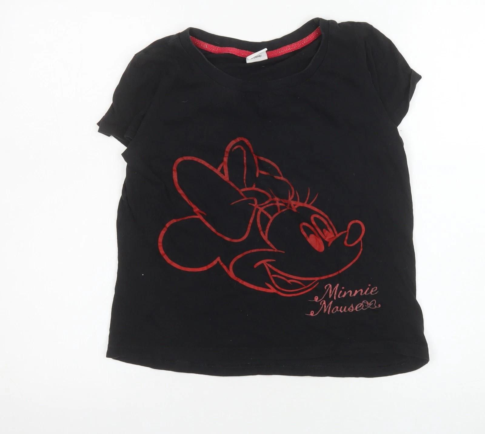 Next Women’s Black Minnie Mouse Cotton T-Shirt XS Short Sleeve L