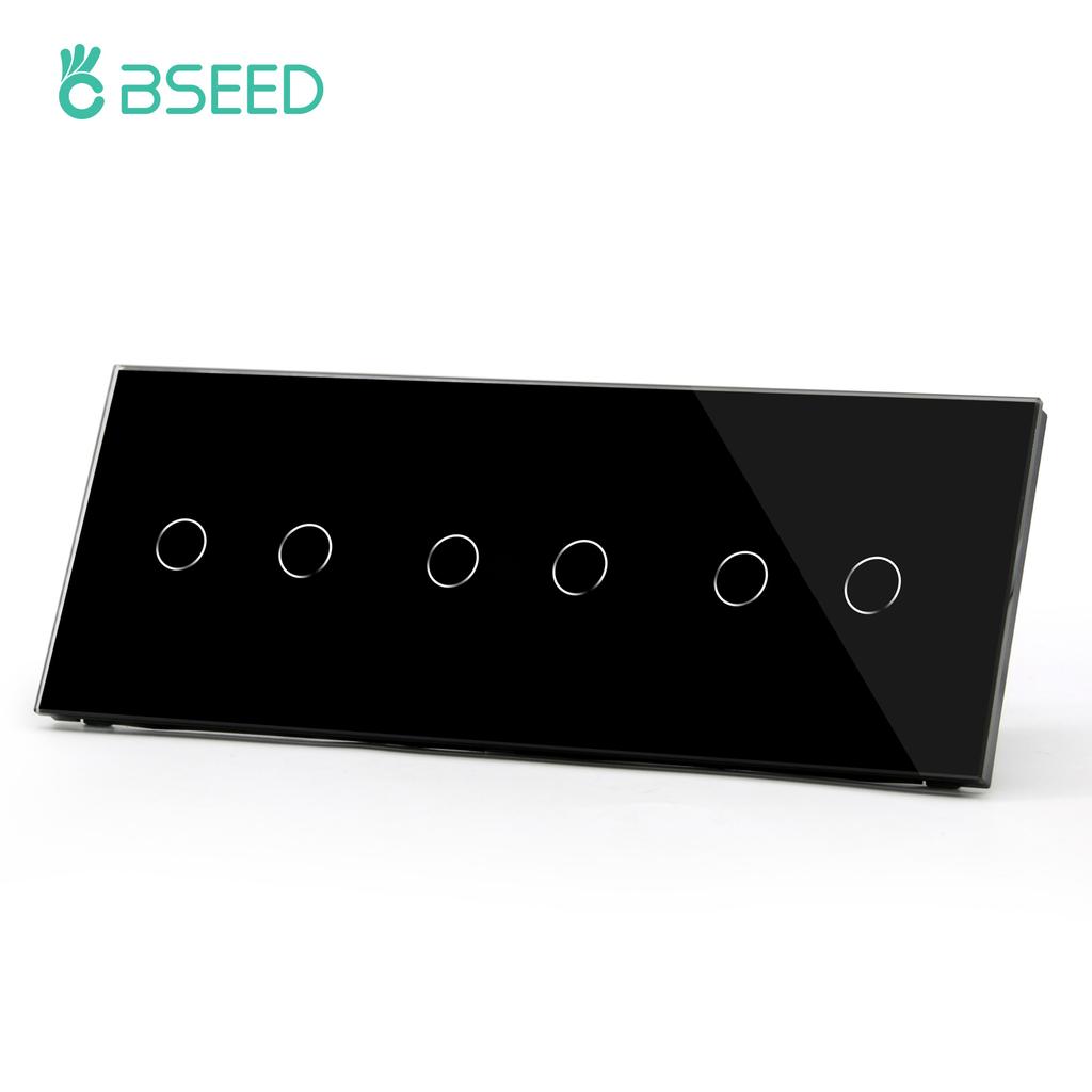 BSEED 1/2/3Gang Wall Touch Switch Double Light Switches 1Way Plus Type-c USB Sockets EU Standard Glass Panel Blue Backlight 10A