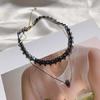 Korean Fashion Lace Flower Choker Necklace: Retro Double Layer Trendy Collarbone Chain for Women