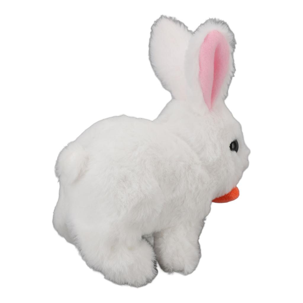 Realistic Bunny Toy Plush Interactive Easter Electronic Hopping Bunny Toy with Sound Wiggle Ears for Birthday Gift White