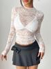 Haut Sexy en Dentelle Transparent à Manches Longues Coupe Ajustée Automne 2025 pour Femmes
