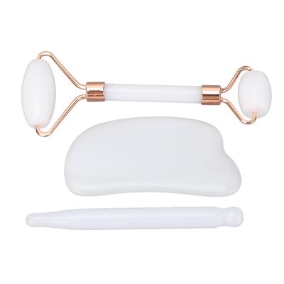 3pcs Jadestone Roller Facial Tools with Acupuncture Pen Ingot Shape Scraper Deep Tissue Trigger