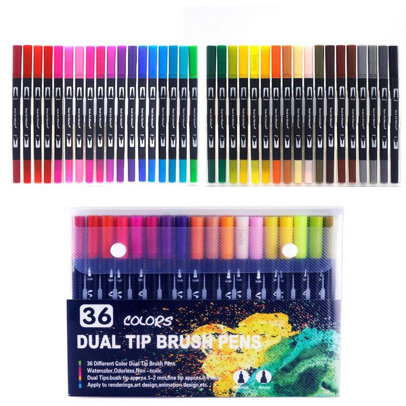 12/100/120Colors Dual Tip Calligraphy Pen Watercolor Brush Pen Art Markers Pens Manga Sketching Drawing Children DIY Supplies