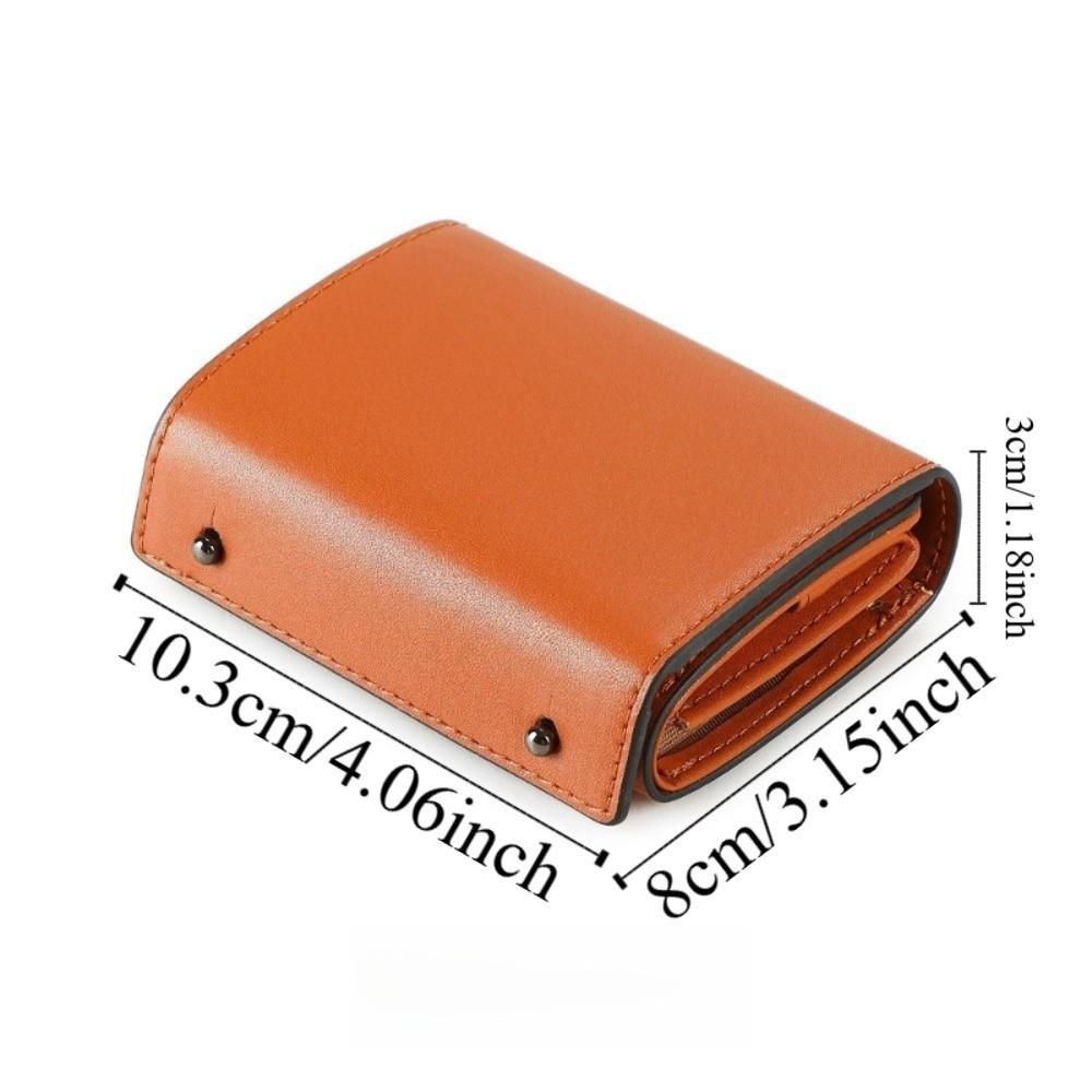 PU Leather Tri-fold Card Holder Ultra-Thin Design Coin Purse  Anti-theft Swiping