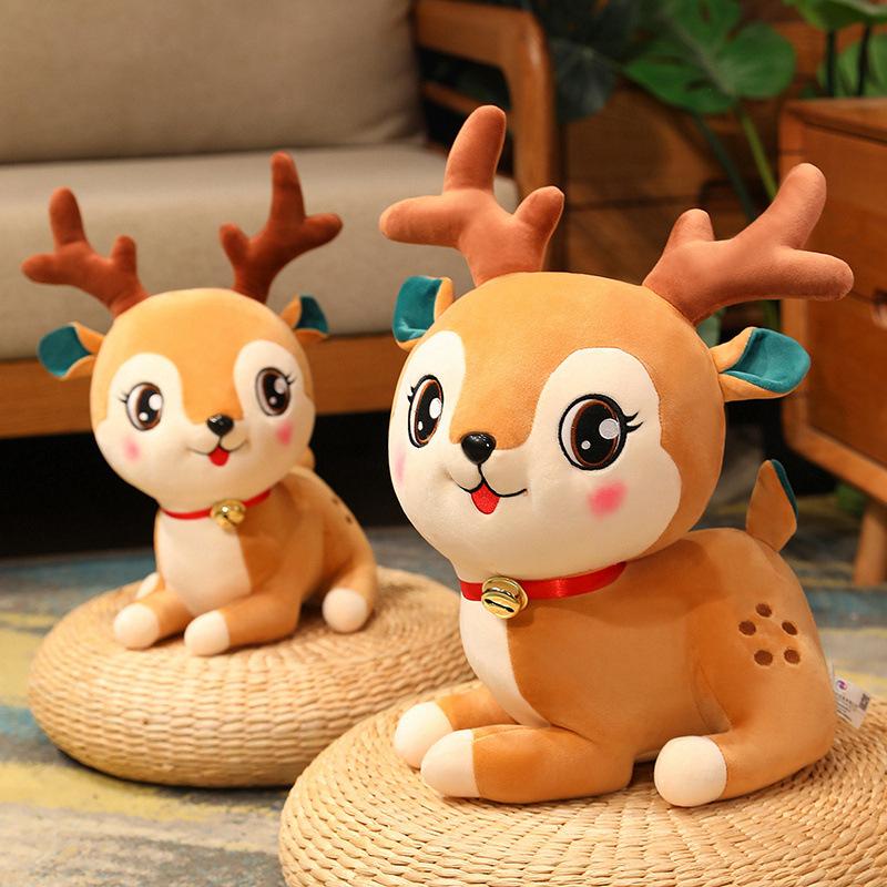 Cartoon Christmas Elk Doll Plush Toy Sika Deer Doll Children'S Soothing Pillow Ragdoll