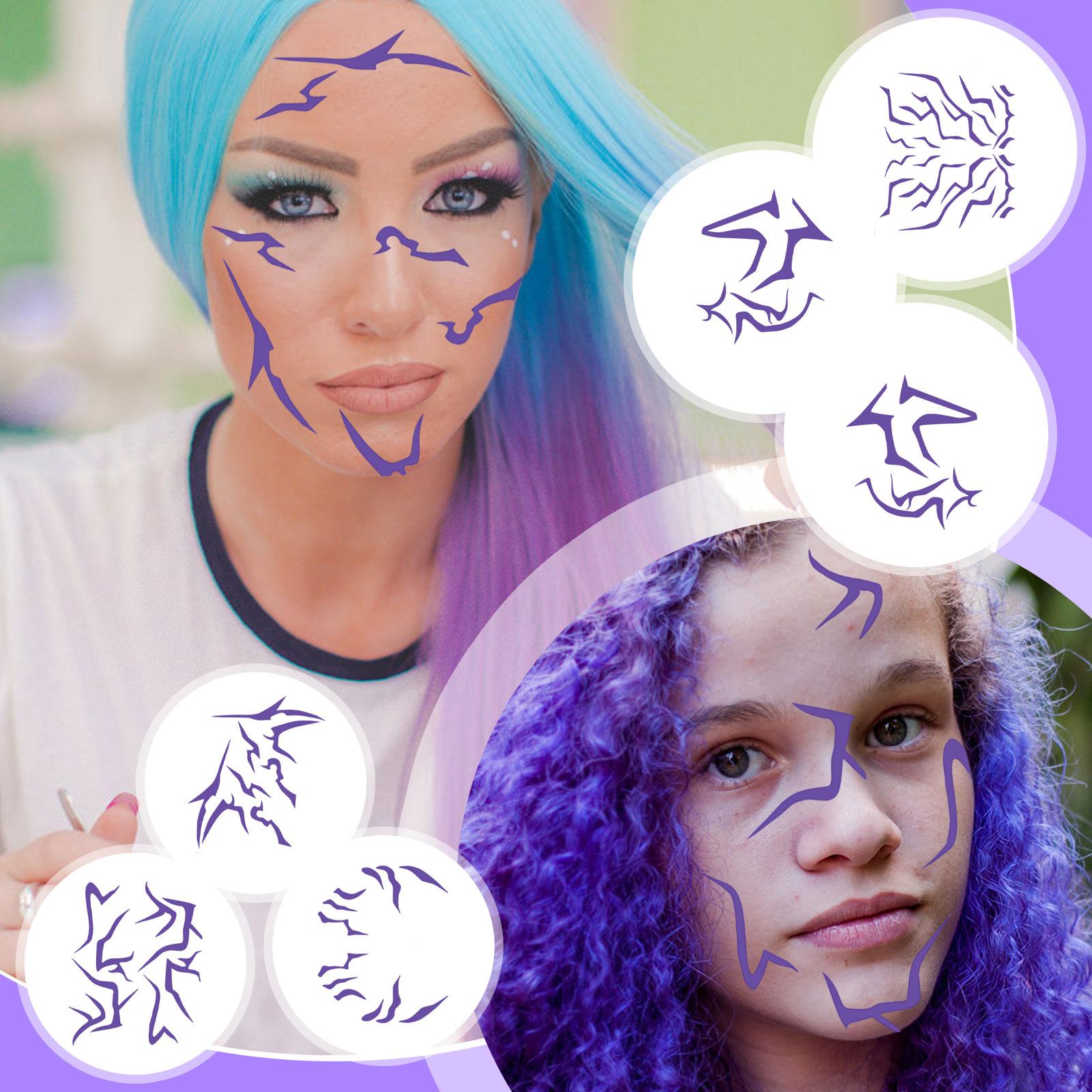 

6 шт. Фиолетовые тату-наклейки Аниме Косплей Макияж для сценических выступлений Наклейки на лицо One Size