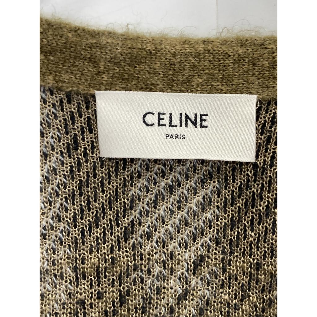 Celine 20AW 2A32J204L Khaki Brushed Mohair Check Cardigan Tops M khakiUsed