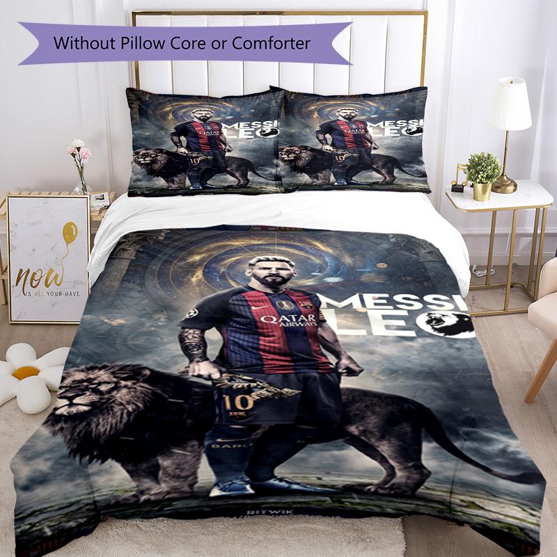 Messi Bedding Set Breathable Duvet Cover with Pillowcases Decorative Bed Linen for Bedroom Home Decoration Birthday Gift