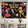 1 Piece, Day of the Dead Decoration, Polyester Fabric, Day of the Dead Background Banner, Skull Background Banner