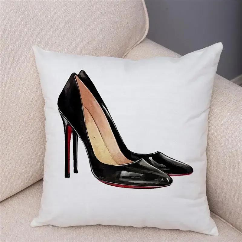 Women High Heels Printed Cushion Cover Bedroom Pillowcase Home Decor  Sofa