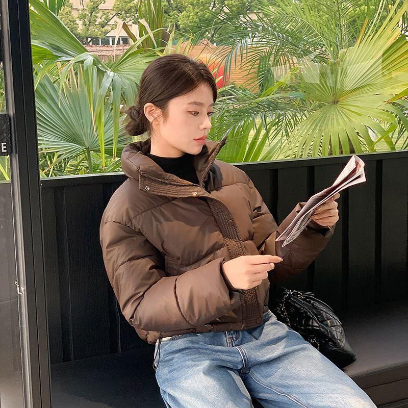 Winter Women Clothes Cropped Jackets Parkas Warm Stand Collar Cold Coat Zipper Puffer Jacket Korean Fashion Cotton-padded Jacket