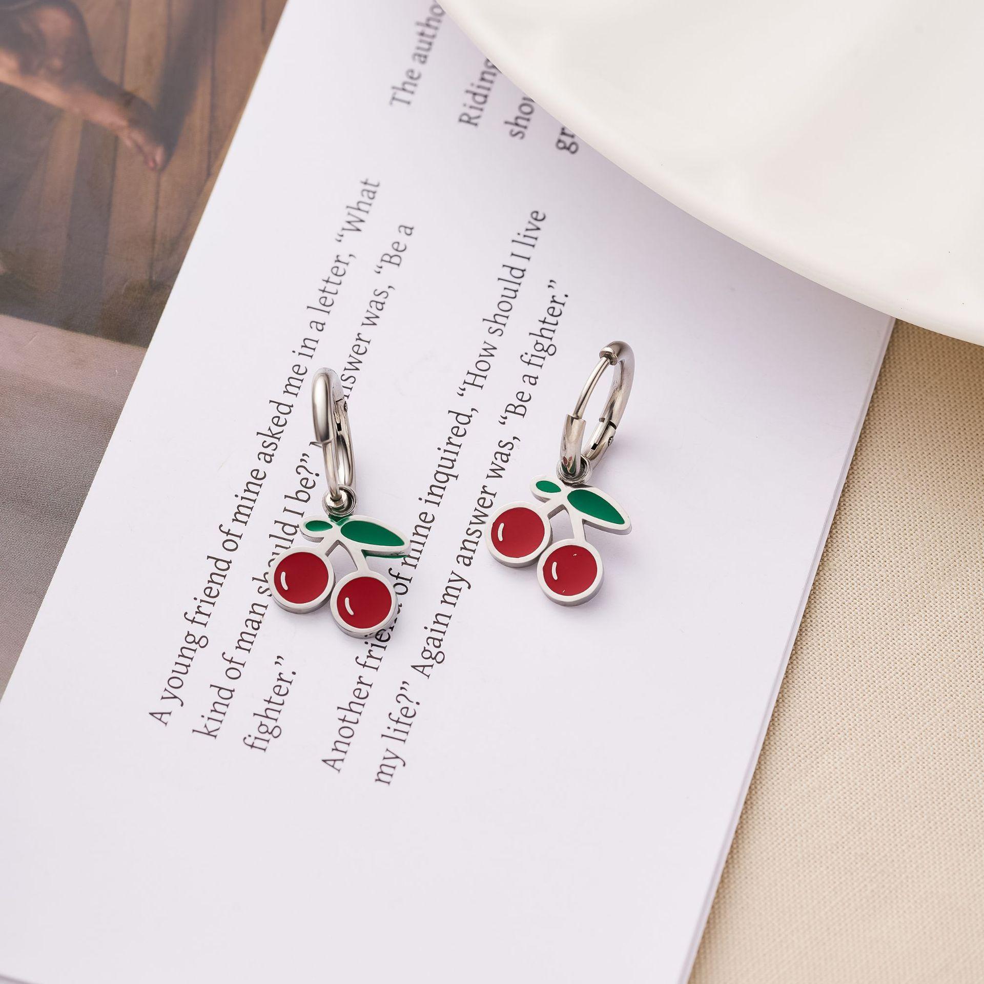 

New Lovely Colorful Enamel Animal Fruit Flower Stud Earrings For Women Girls Stainless Steel Heart Star Zircon Christmas Gifts