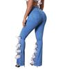6935 European Style High Waist Micro Flare Denim Pants for Women
