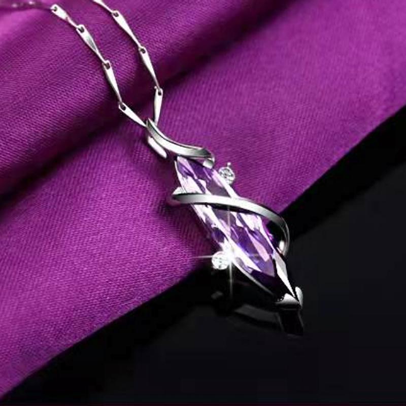 Fashionable Income ,European And American Korean Version Of Ling Ai Amethyst Necklace Romantic Tears Of Love Lucky Pendant Gift