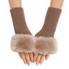 Fine textured Short Woolen Gloves Autumn and Winter Woolen Gloves Women's False Sleeves  Knitted Warm Finger Exposing Arm Covers