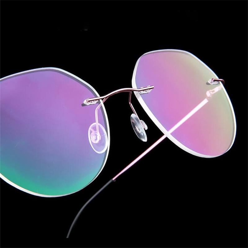 Foldable Leg Geometric Myopia Glasses Metal No-Rim 1.61 index Anti-blue Light Rx Spectacles 0 -0.5 -0.75 To -6