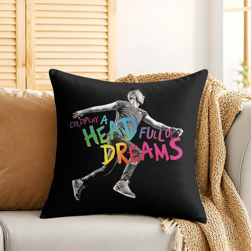 CColdplay Rock Band Cool Cushion Cover Silky Short Plush Invisible Zipper Dustproof Sofa Pillow Case For Home Decor