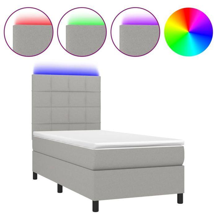 VidaXL Sommier à Lattes de Lit avec Matelas et LED, Lit Rembourré, Lit Simple, Lit Adulte de Chambre à Coucher Intérieur, 3134853