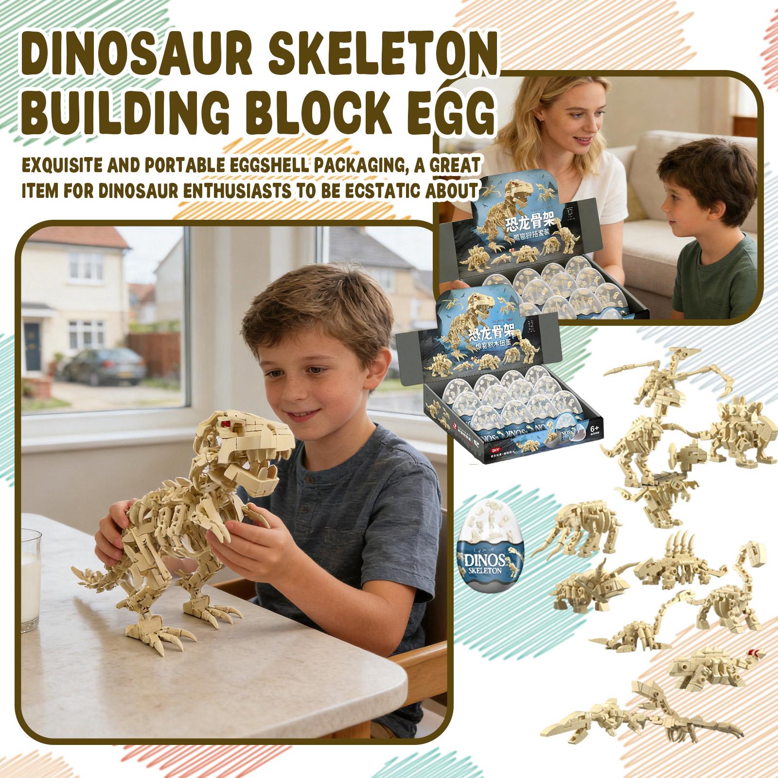 

Building Block Sets,12 Pack Dinosaur Skeleton Toys Building , 6 In 1 STEM Toys Eggs Building Sets, Party Favors For Kids Goodie Bags Prizes Birthday One Size жовтий
