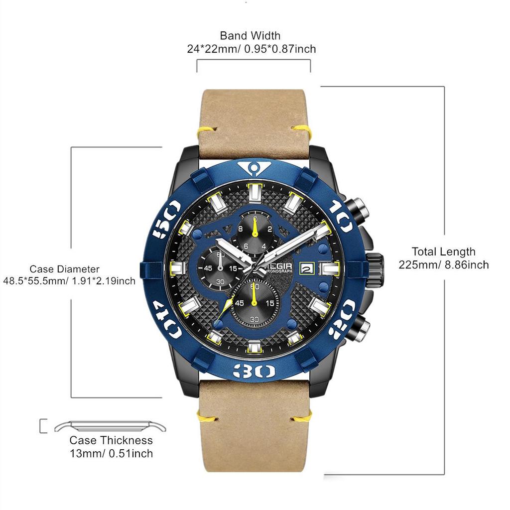 Megir 2021 Blue Mens Watches Top Brand Luxury Chronograph Sport Watch for Men Clock