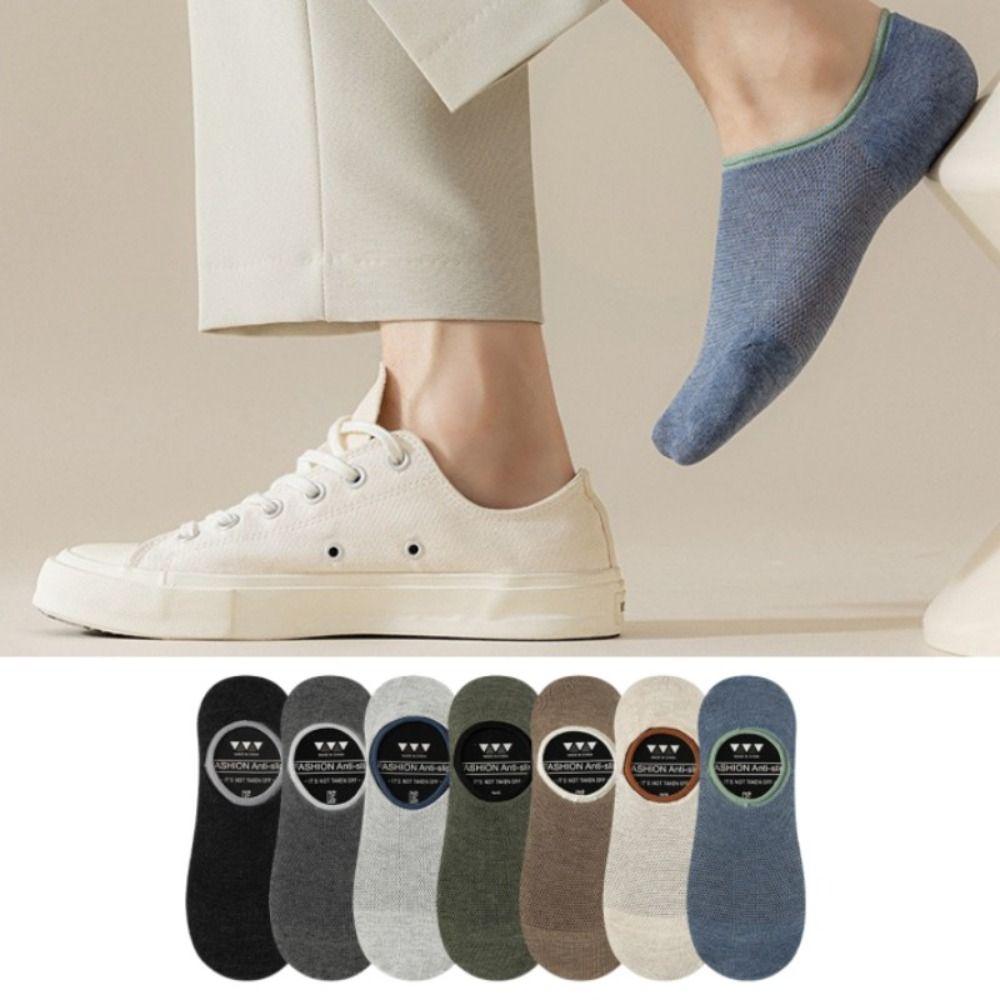 Comfortable Silicone Non-slip Men's Socks Anti Odor Thin Low Cut Socks Breathable Mesh No-show Sock Men