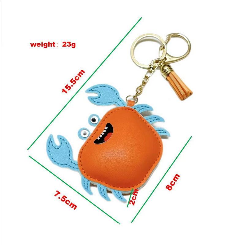 1 Pcs Simple And Fashionable Leather Crab Car Keychain Bag Creative Headphone Bag Pendant Accessories