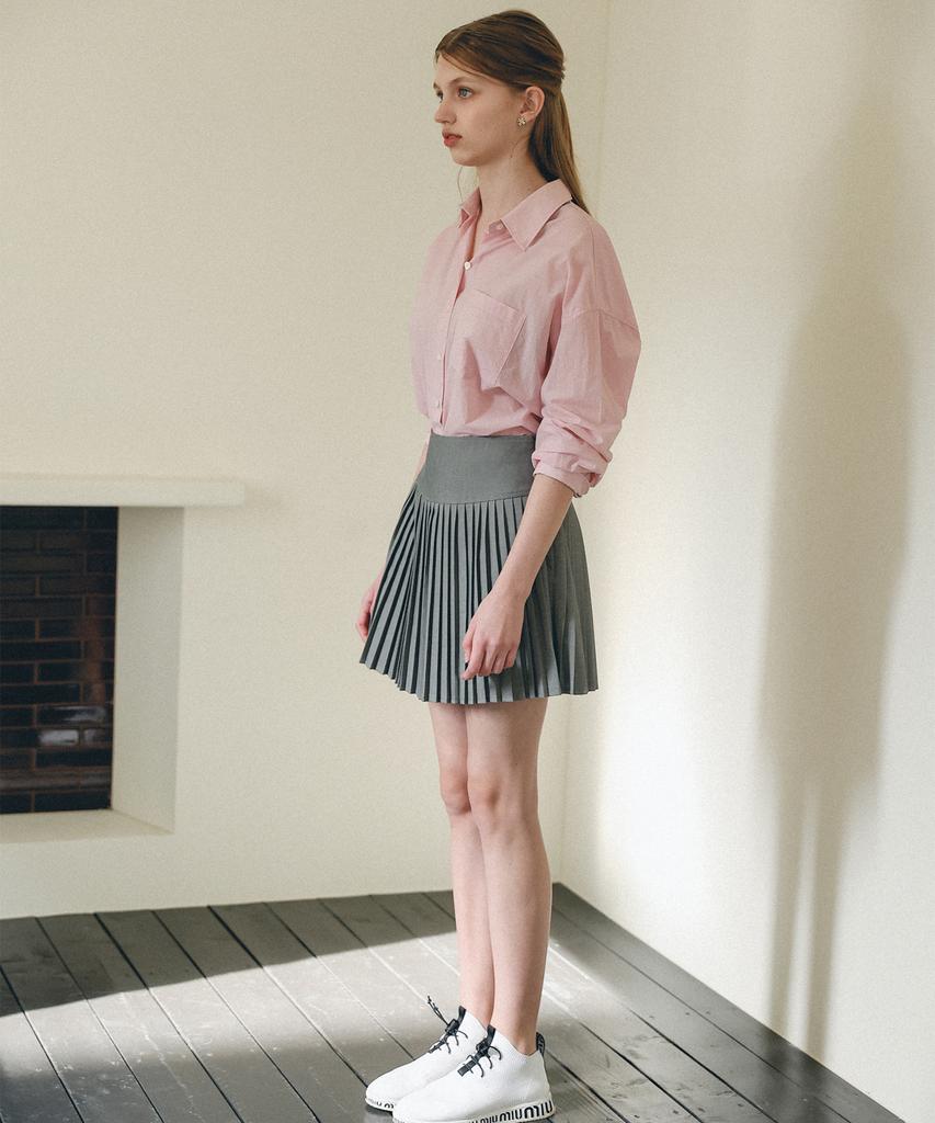 Hypernet Preppy Pleated Mini Skirt_Gray