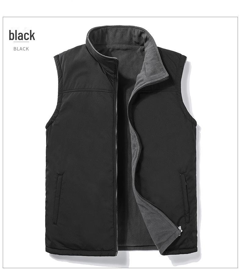 Men's Double-Sided Polar Fleece Vest - Autumn/Winter Outdoor Sleeveless Jacket for Middle-Aged and Elderly