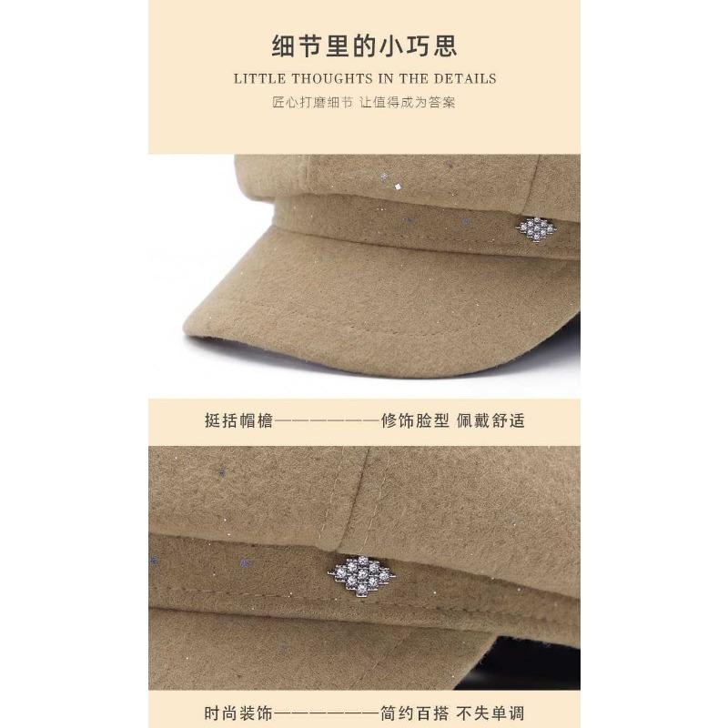 Autumn Winter Warm Versatile Newsboy Hat Wide Brim Octagonal Hat