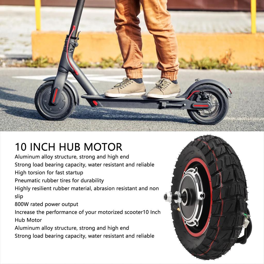 Electric Hub Motor High Speed 187.4lb Load Capacity 250 To 1000RPM 10 Inch Hub Motor 48V 800W Anti Slip for Electric Scooter