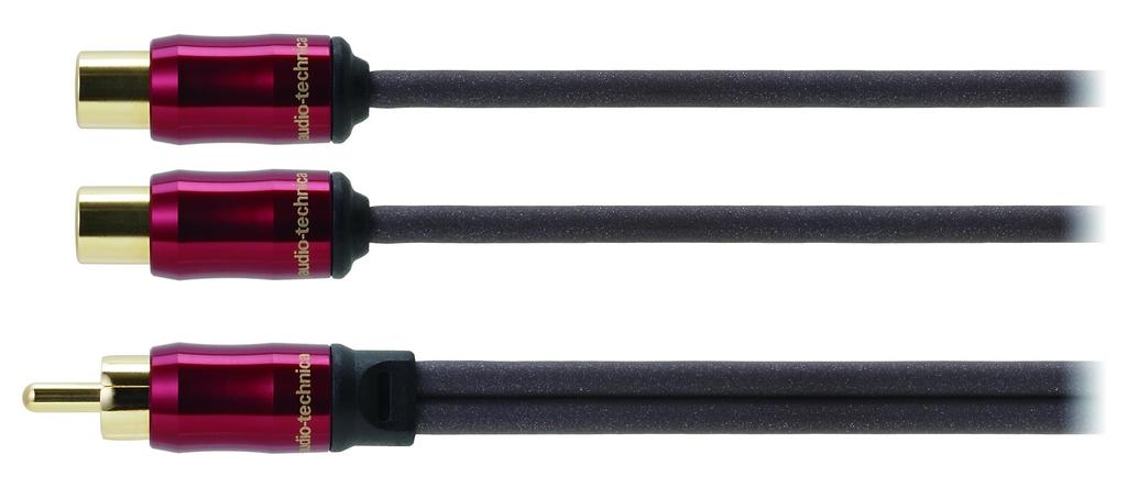 Audio-Technica AT-RS240J2 PC-Triple C+OFC Hybrid Audio Cable, Y-Type, Male to Female, RCA to RCA, Heat-Resistant, Noise-Resistant, Compact Plug,