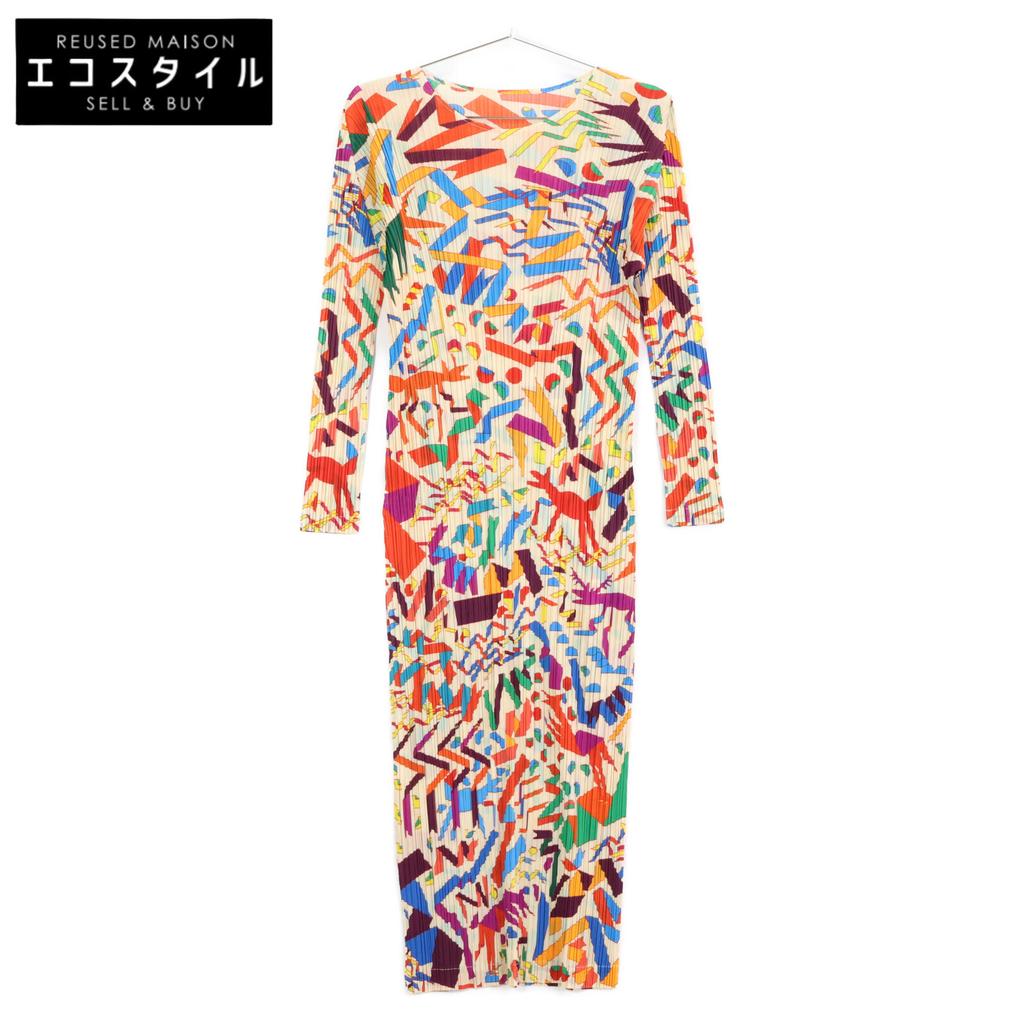 PLEATS PLEASE PP13-JH675 21AW CONFETTI Multicolor Ribbon Pleated Dress Dress 2 multicolorUsed