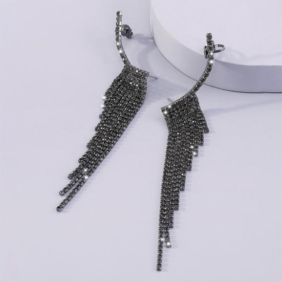 Simple Popular Earrings Tassel Design Shiny Rhinestone Comfortable To Wear Versatile Stylish Earrings