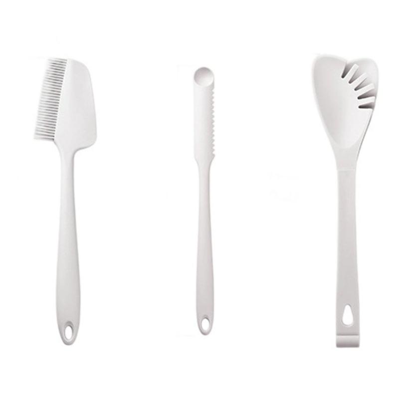 

Baking Tool Set of 3 High Temperatures Safe Scrapers Soft Silicone Design Ergonomic Grip Efficient Food Preps Utensils белый