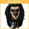 Máscara de Látex de Macaco de Cabelo Longo Preto para Fantasias de Halloween e Role Play de Festa