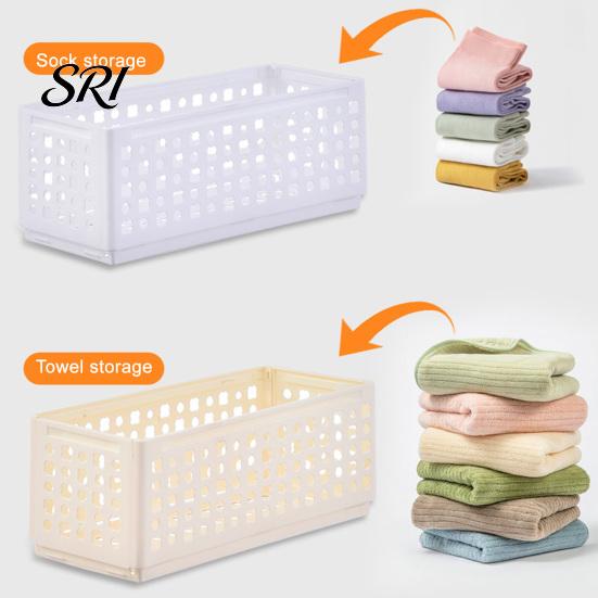 Multi-purpose Storage Container Box Foldable Stackable Organizer with Ventilated Hollow Design Dry Space Saving Bin for Household Travel Dormitory