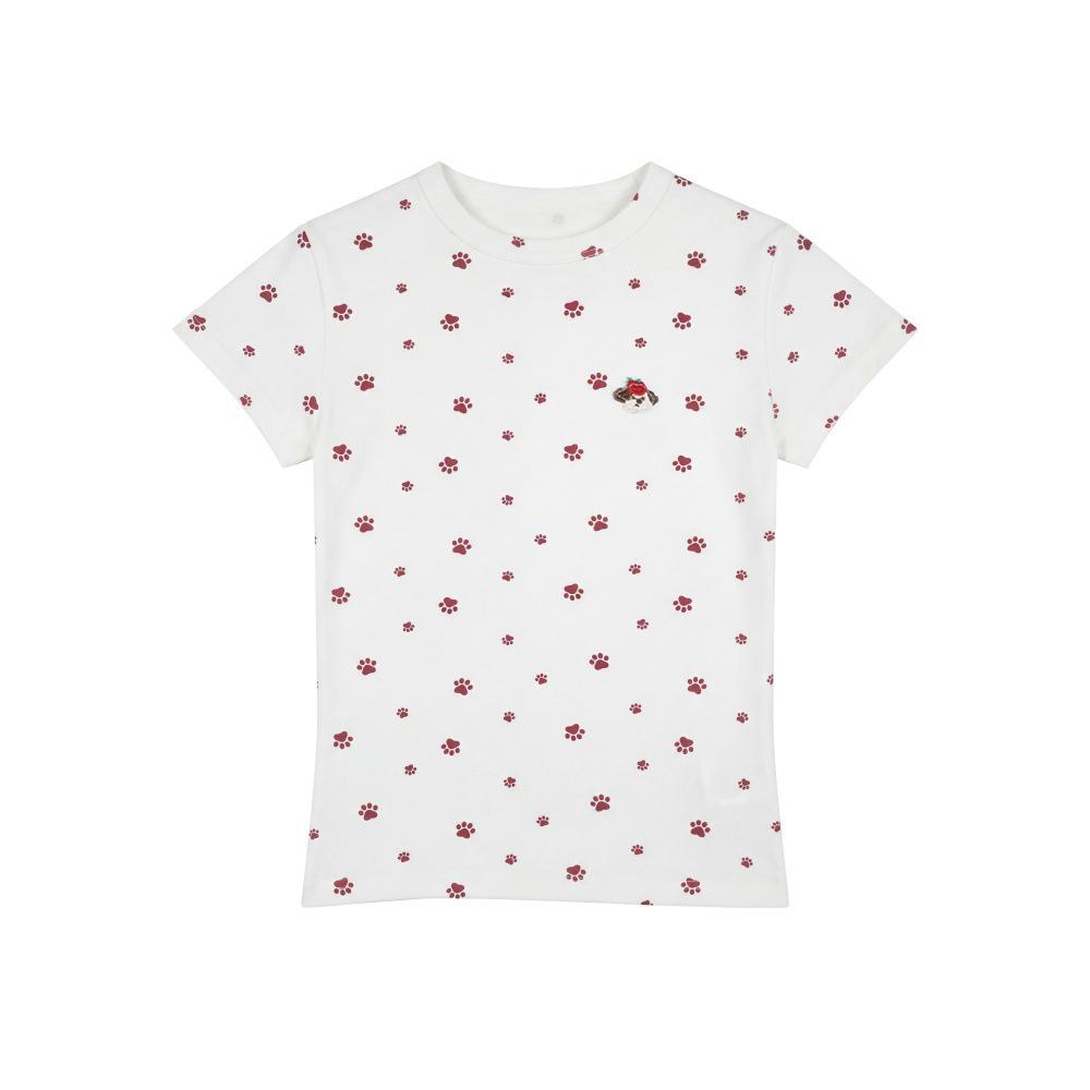 

HeyHenry Women s Sweet Paw Print Slim T-Shirt, Small - Summer Short Sleeve, Round Neck, Versatile. Large білий