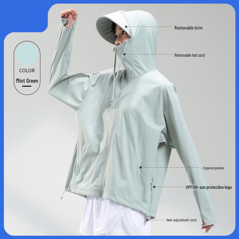 LULU OIOI Unisex Eisseiden-Sonnenschutzjacke mit breiter Krempe, Anti-UV, dünn und atmungsaktiv für Sommer-Outdoor-Aktivitäten.