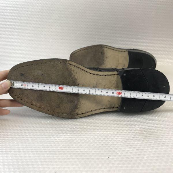 Made in France CLERGET Leather Goodyear Welt Full Brogue Wingtip 42 / 26.0-26.5cm / Black Dress Shoes(USED)