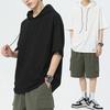 Men's Summer Solid-Color Lightweight Hooded Short-Sleeve T-Shirt: Relaxed-Fit Casual Sweatshirt