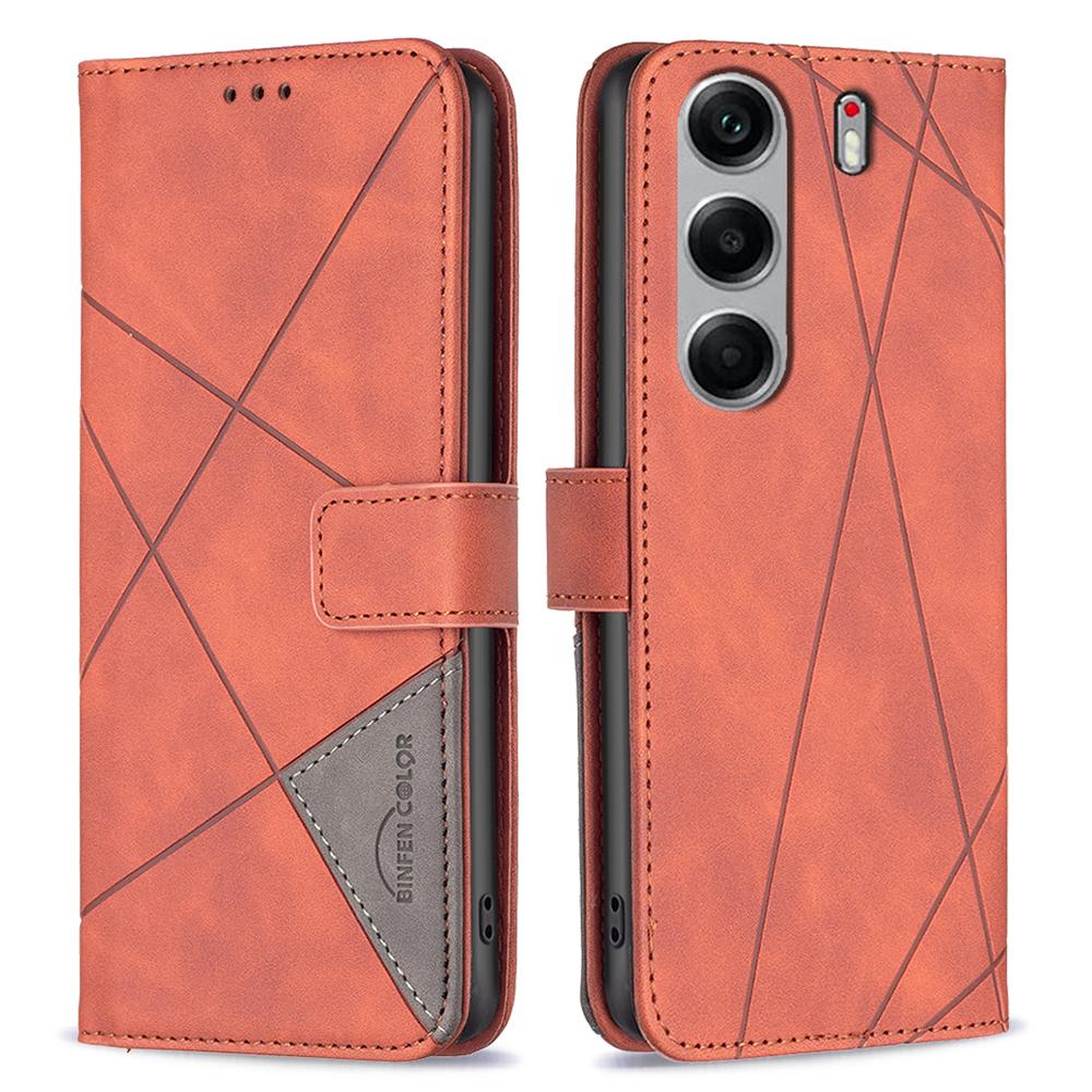 BINFEN COLOR For TECNO Camon 40 Pro 5G Phone Cases Wallet Stand Geometry Imprinted Leather Cover