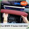 Real Carbon Fiber Car Center Console Navigation Screen Lower Panel Decorate Sticker For BMW 5 Series G60 2024 Car Accessories